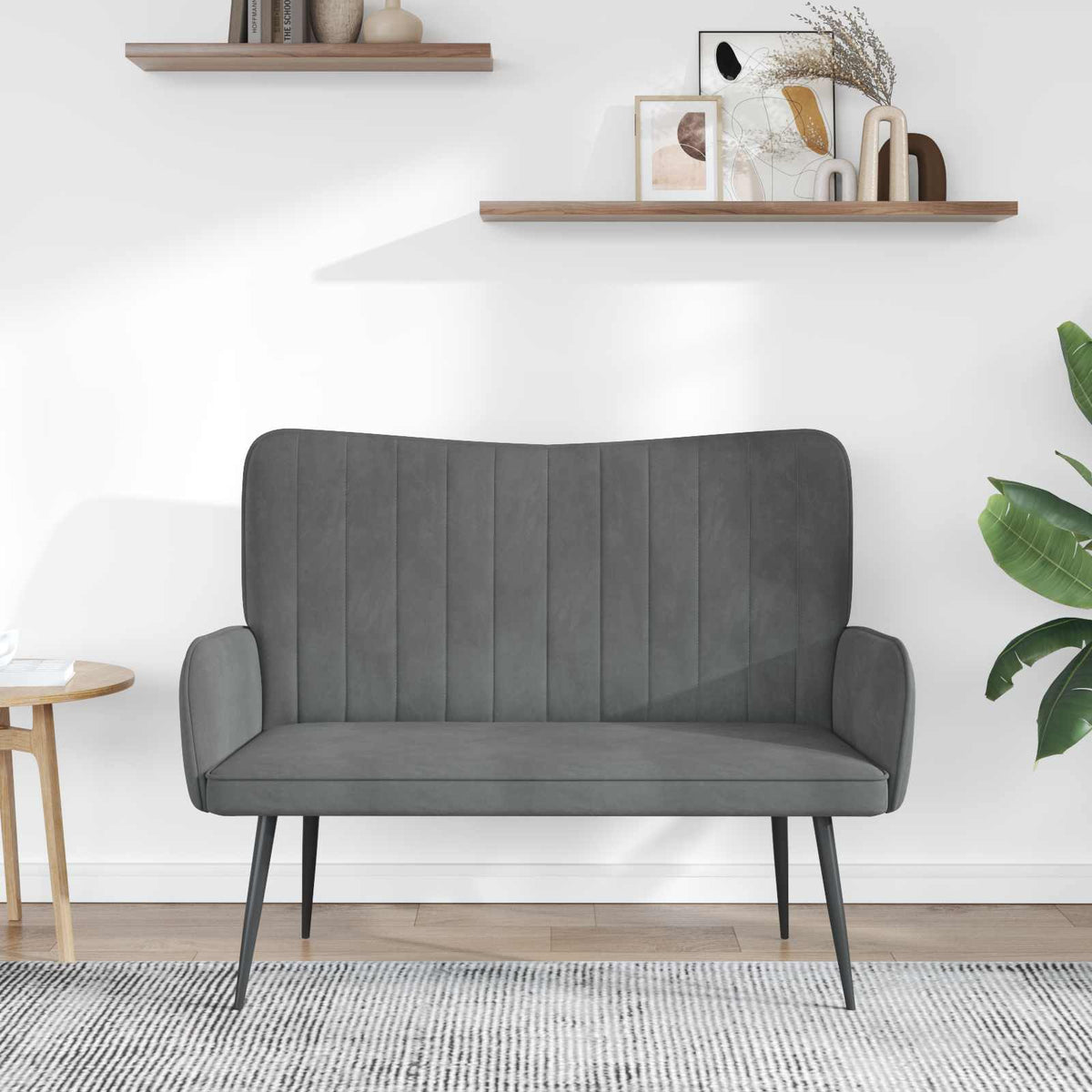 Vidaxl 2-zits sofa donkergrijs 115 x 61 x 87 cm fluweel