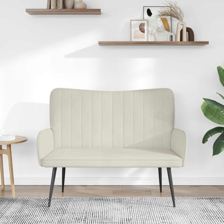 Vidaxl 2-zits sofa crèmekleurig 115 x 61 x 87 cm fluweel