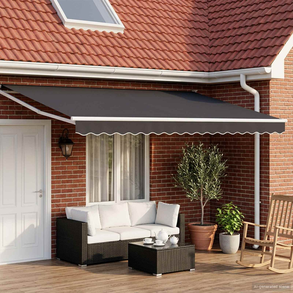 Vidaxl uitschuifbare luifel antraciet 4 x 2 m polyester en metaal
