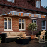 Vidaxl handbediende luifel met led's blauw, oranje, wit 3 x 2,5 m