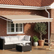Vidaxl handbediende luifel met led's beige en wit 3 x 2,5 m
