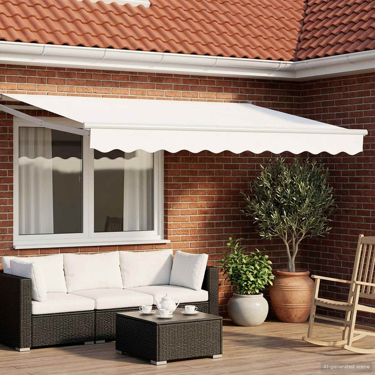 Vidaxl handbediende luifel met led's wit 3 x 2,5 m