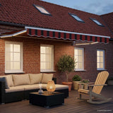 Vidaxl handbediende luifel met led's oranje, bruin, wit 3,5 x 2,5 m