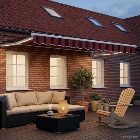Vidaxl handbediende luifel met led's oranje, bruin, wit 3,5 x 2,5 m