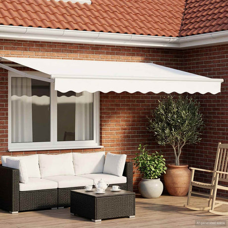 Vidaxl handbediende luifel met led's wit 3,5 x 2,5 m