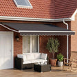Vidaxl handbediende luifel met led's antraciet en wit 4 × 3 m