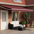 Vidaxl handbediende luifel met led's bordeauxrood en wit 4 × 3 m