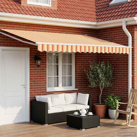 Vidaxl handbediende luifel met led's multikleur 4 × 3 m