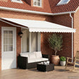 Vidaxl handbediende luifel met led's wit 4 × 3 m