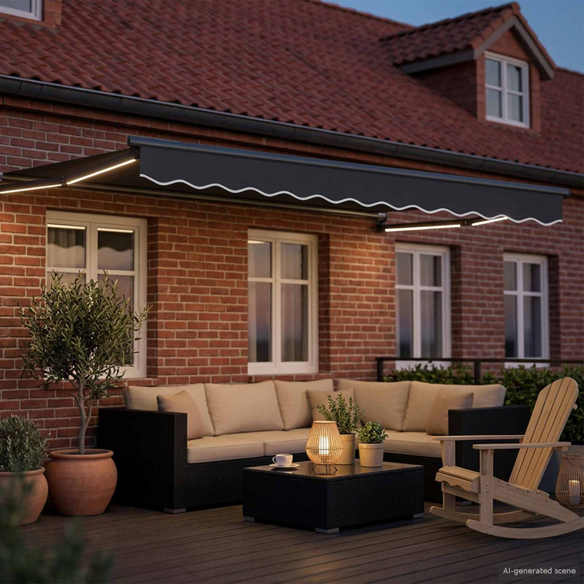 Vidaxl handbediende luifel met led's antracietkleurig 2,5 x 2 m