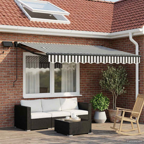 Vidaxl handbediende luifel met led's antraciet en wit 3,5 x 2 m