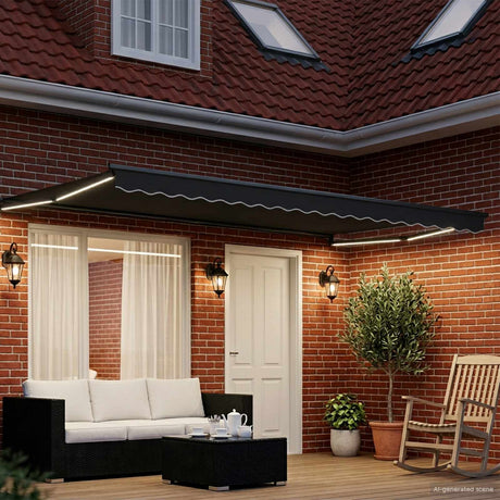 Vidaxl handbediende luifel met led's antracietkleurig 4 x 2 m