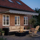 Vidaxl handbediende luifel met led's antraciet en wit 3 x 2,5 m