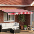 Vidaxl handbediende luifel met led's rood, wit, anthraciet 3 x 2,5 m