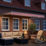 Vidaxl handbediende luifel met led's rood, wit, anthraciet 3 x 2,5 m