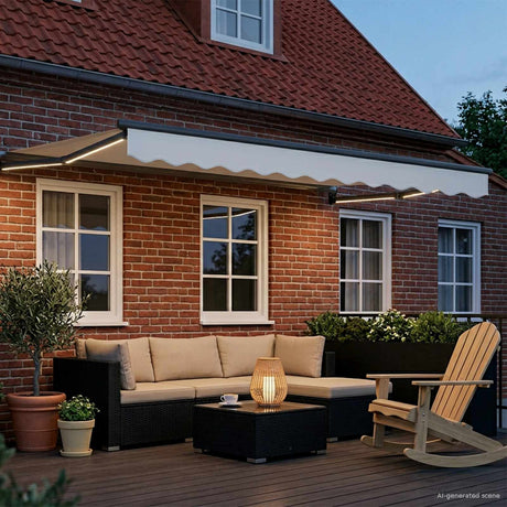 Vidaxl handbediende luifel met led's wit en antracietkleurig 3 x 2,5 m