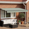 Vidaxl handbediende luifel met led's groen, wit, anthraciet 3 x 2,5 m