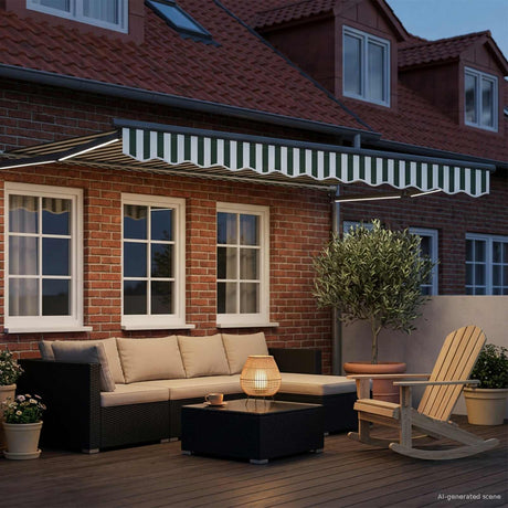 Vidaxl handbediende luifel met led's groen, wit, anthraciet 3 x 2,5 m