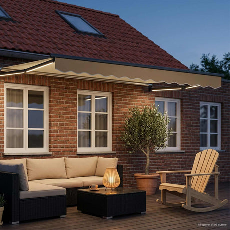 Vidaxl handbediende luifel met led's crème en antraciet 3,5 x 2,5 m