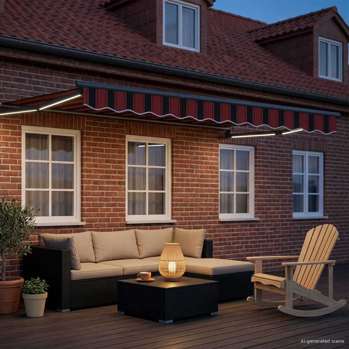 Vidaxl handbediende luifel met led's 3,5 x 2,5 m