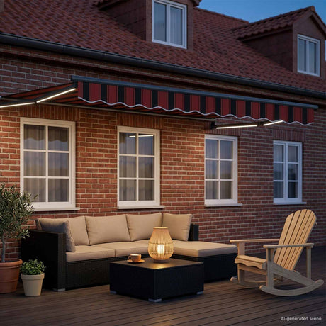 Vidaxl handbediende luifel met led's 3,5 x 2,5 m