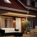 Vidaxl handbediende luifel met led's geel, wit, anthraciet 4 × 3 m