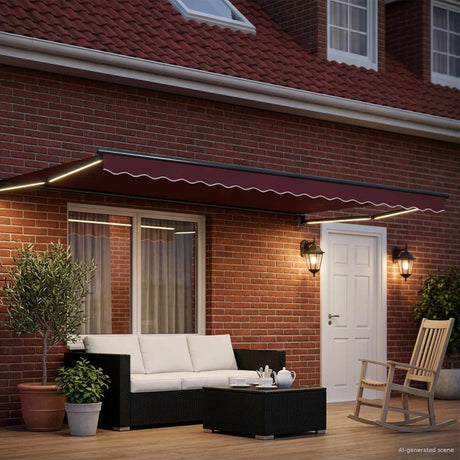Vidaxl handbediende luifel met led's 4,5 × 3 m