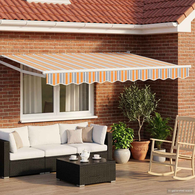 Vidaxl elektrisch uittrekbaar zonnescherm blauw en oranje 3,5 x 2,5 m