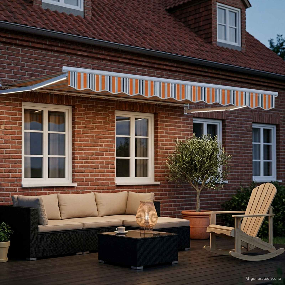 Vidaxl elektrisch uittrekbaar zonnescherm blauw en oranje 3,5 x 2,5 m