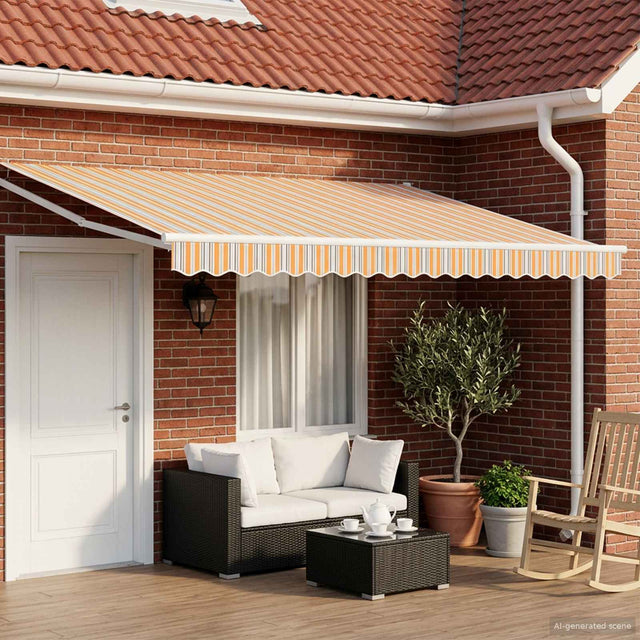 Vidaxl elektrisch uittrekbaar zonnescherm blauw en oranje 4 × 3 m