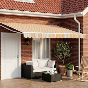 Vidaxl elektrisch uittrekbaar zonnescherm blauw en oranje 4,5 × 3 m