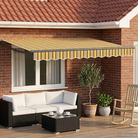 Vidaxl elektrisch uittrekbaar zonnescherm geel en grijs 3 x 2,5 m