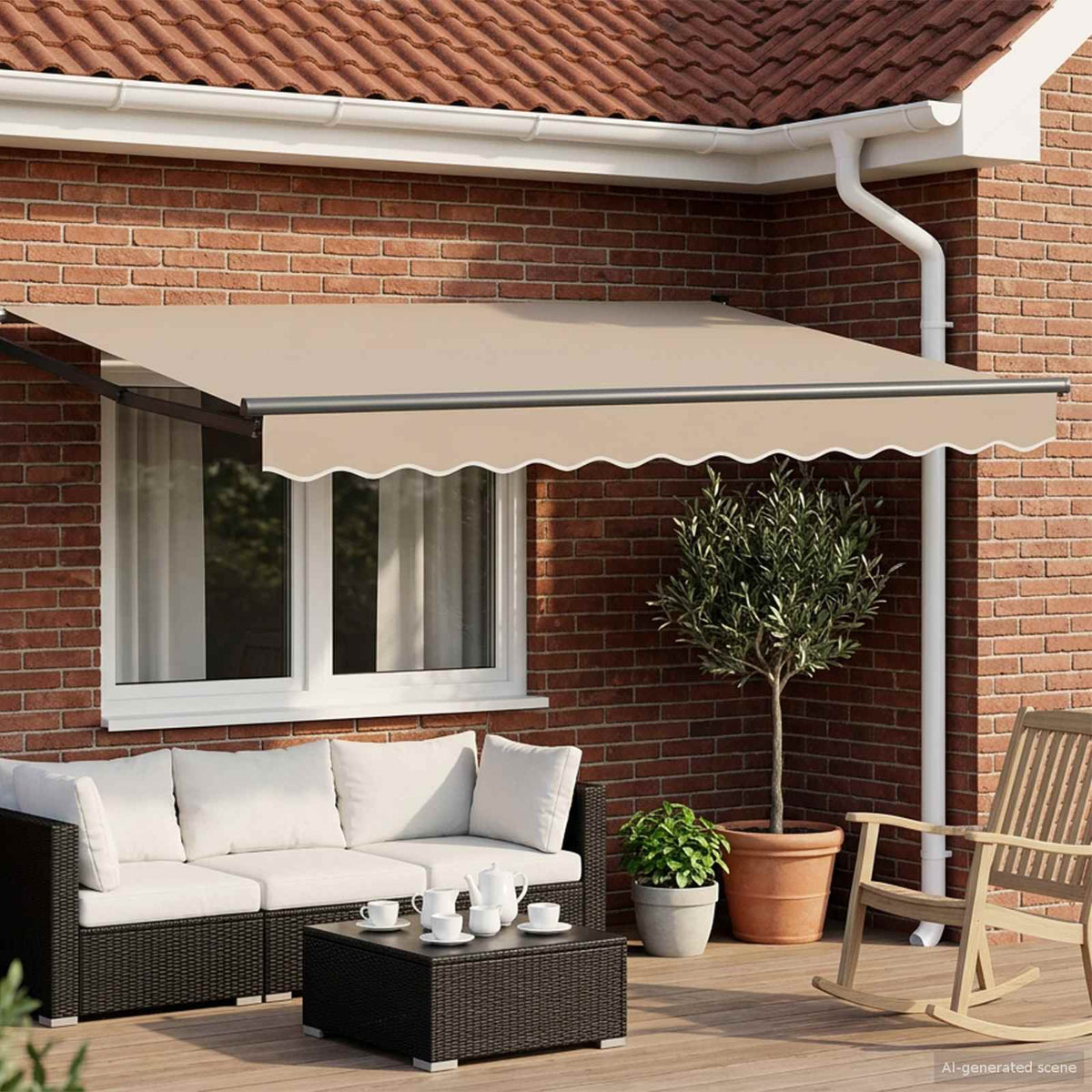 Vidaxl elektrisch uittrekbaar zonnescherm beige 3 x 2,5 m