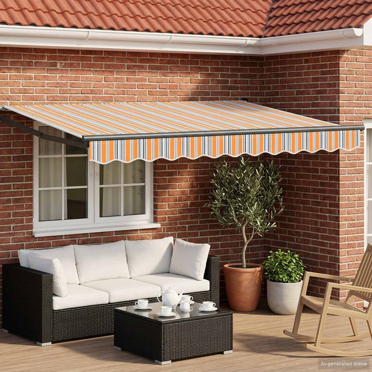 Vidaxl elektrisch uittrekbaar zonnescherm blauw en oranje 3,5 x 2,5 m