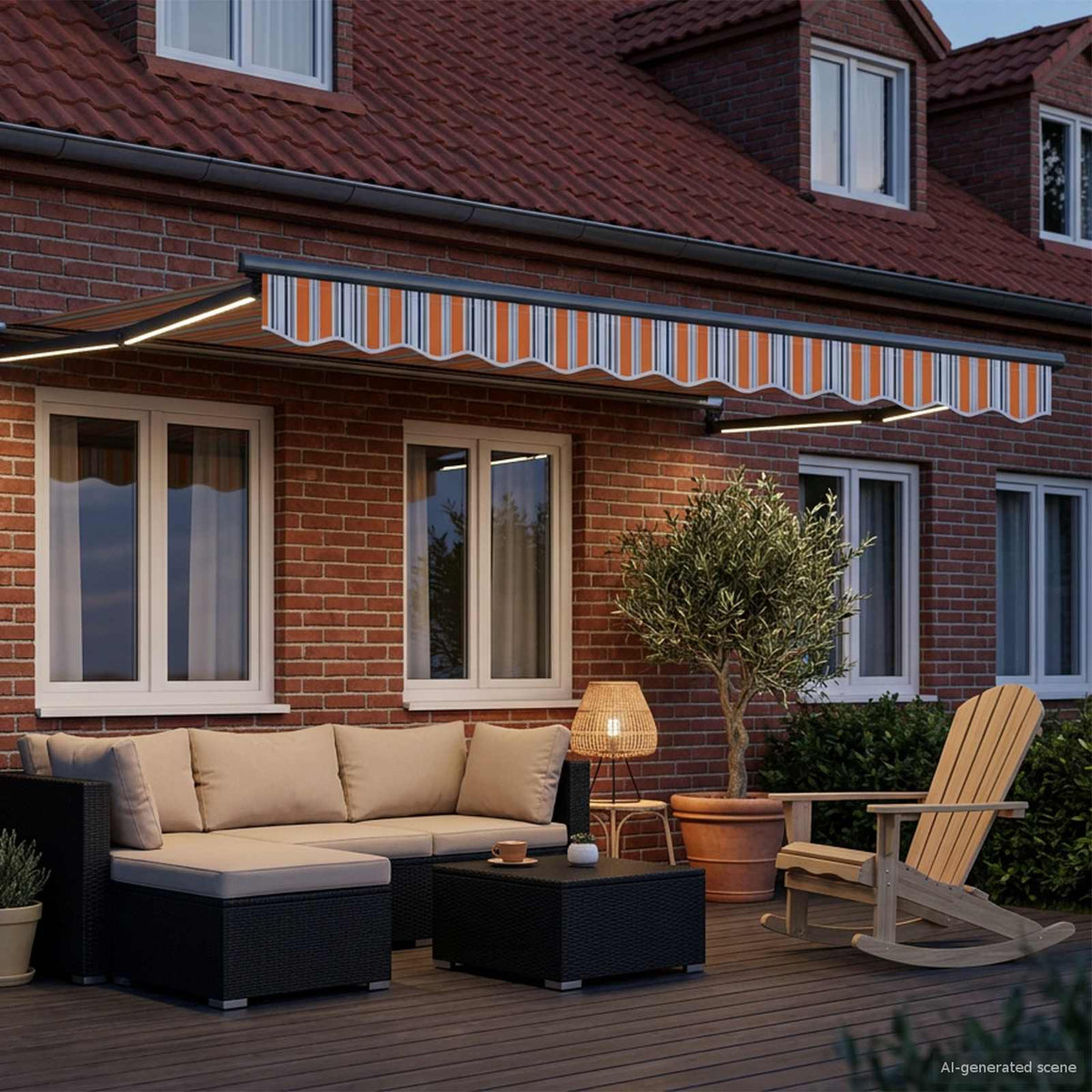 Vidaxl elektrisch uittrekbaar zonnescherm blauw en oranje 3,5 x 2,5 m