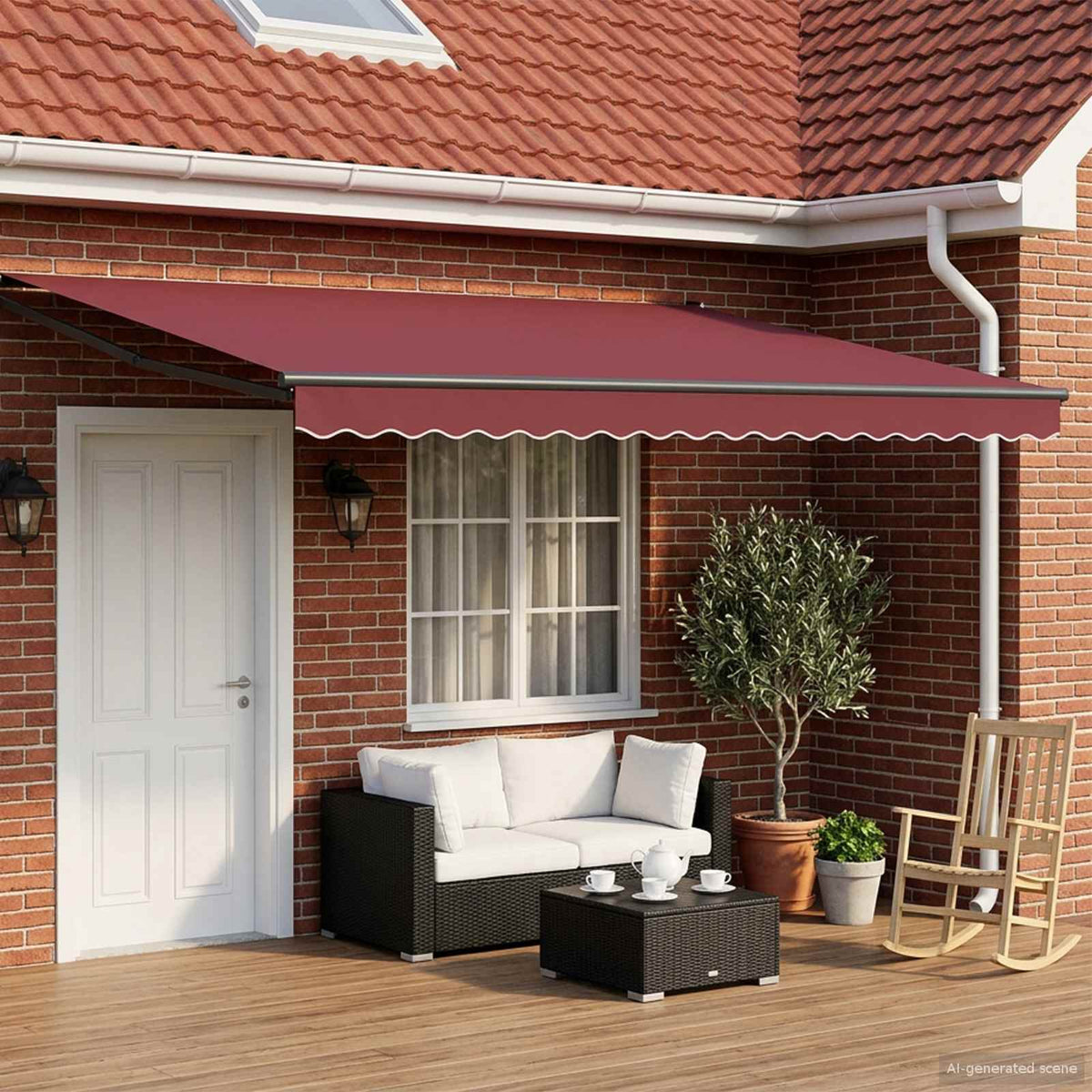 Vidaxl elektrisch uittrekbaar zonnescherm bordeaux rood 4,5 × 3 m