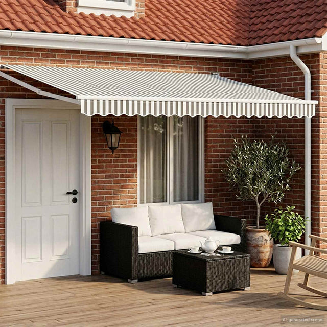 Vidaxl elektrisch uittrekbaar zonnescherm antraciet en wit 4,5 × 3 m