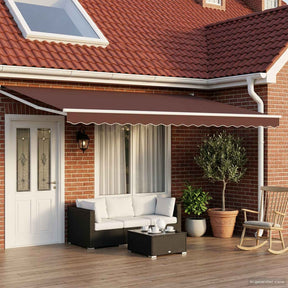 Vidaxl elektrisch uittrekbaar zonnescherm bruin en wit 5 x 3 m