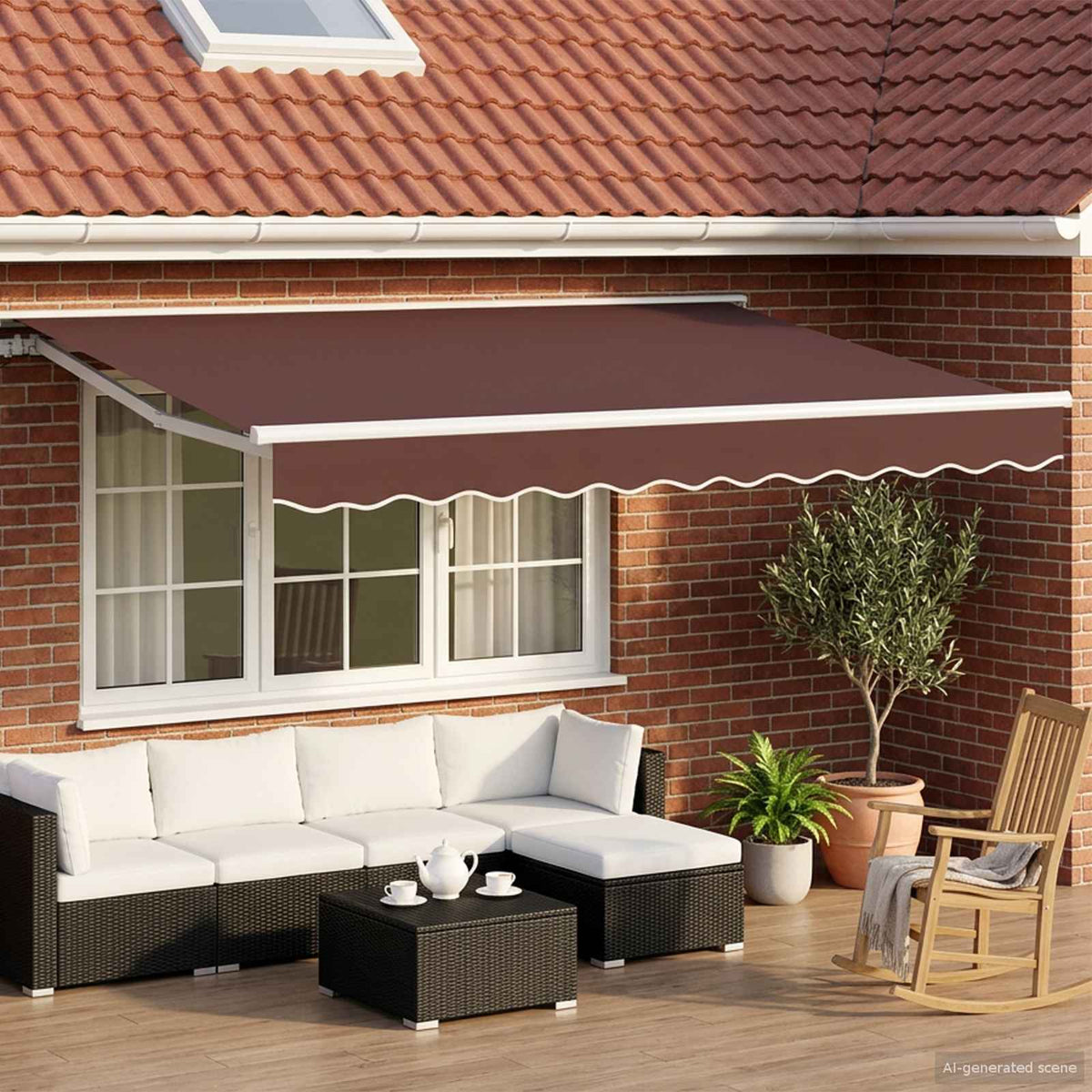 Vidaxl handmatig uitschuifbare luifel bruin 3 x 2,5 m
