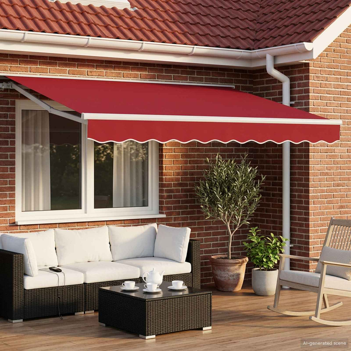 Vidaxl handmatig uitschuifbare luifel rood 3 x 2,5 m