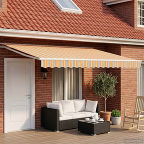 Vidaxl handmatig uitschuifbare luifel oranje, grijs, blauw, wit