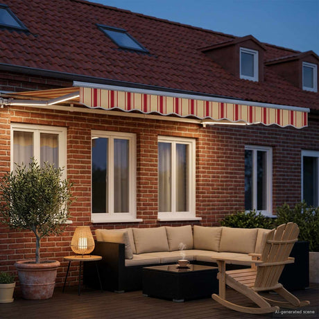 Vidaxl handmatige luifelhouder met led's geel, oranje en wit 3 x 2,5 m