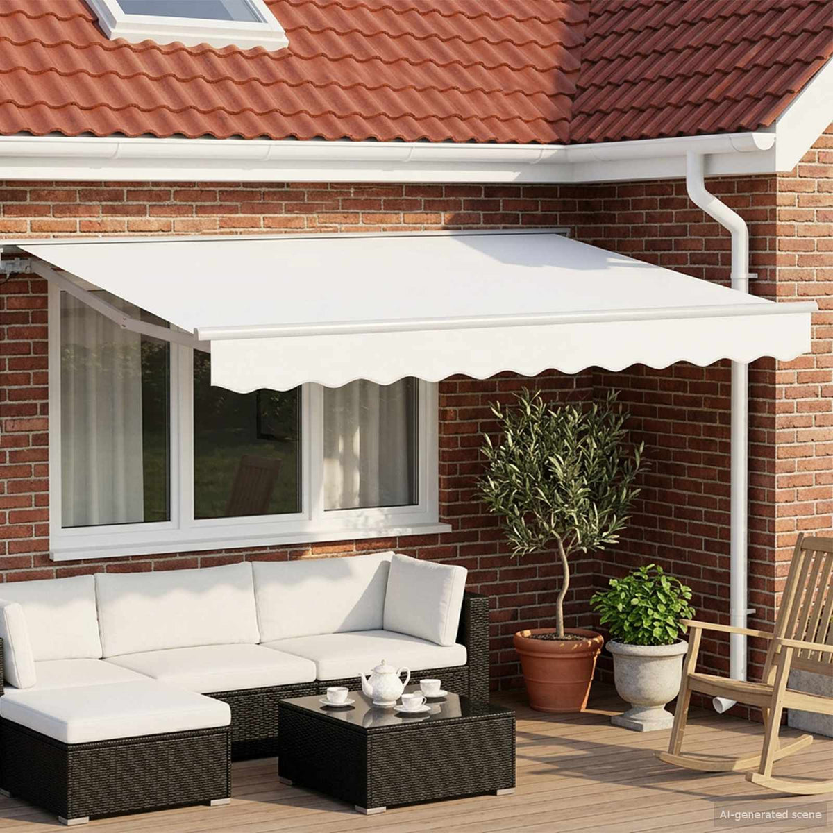 Vidaxl handmatige luifelhouder met led's wit 3 x 2,5 m