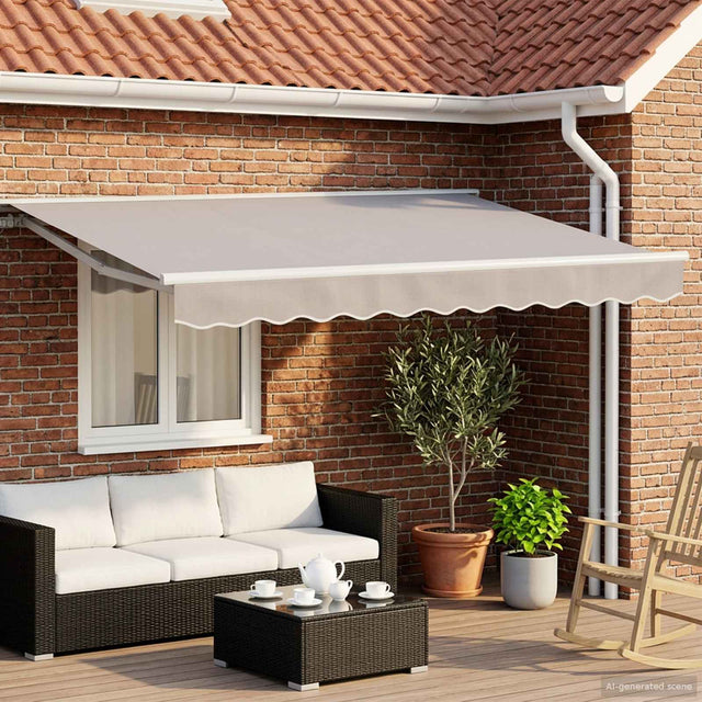 Vidaxl handmatige luifelhouder met led's lichtgrijs en wit. 3 x 2,5 m