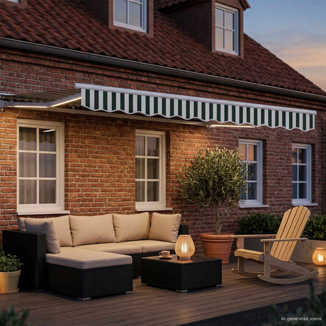 Vidaxl handmatige luifelhouder met led's groen en wit 3 x 2,5 m