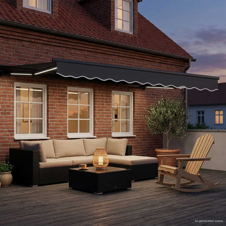 Vidaxl handmatige luifelhouder met led's antracietkleurig 3 x 2,5 m