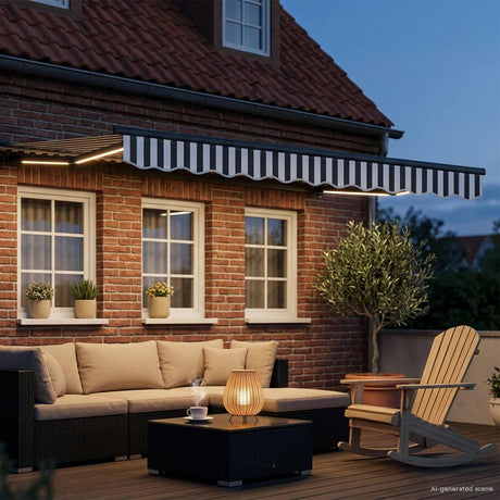 Vidaxl handmatige luifelhouder met led's antraciet en wit 3 x 2,5 m