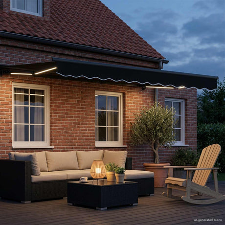 Vidaxl handmatige luifelhouder met led's zwart en anthraciet 3 x 2,5 m