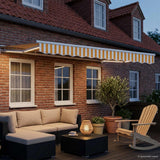 Vidaxl elektrisch uittrekbaar zonnescherm geel en wit 3 x 2,5 m