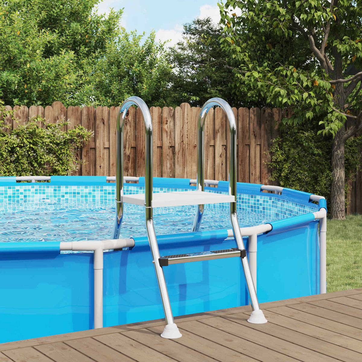 Vidaxl deels ingegraven zwembadtrap 195 x 116 cm 4-traps
